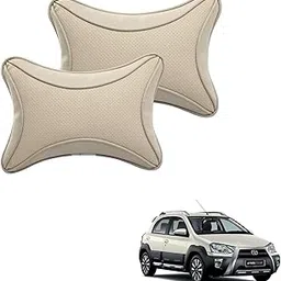 Kozdiko Beige Dots Car Neck Rest Pillow Compatible with Toyota Etios Cross-picture-16