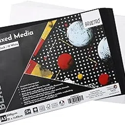 Brustro Artist Mixed Media Paper - A5, 200 GSM, Set of 24 (12 Black+12 White Sheets) | Ideal for Charcoal, Graphite, Pastel, Mandalas, Pen, Doodling, Scrapbooking, Card-Making, Calligraphy.-picture-34