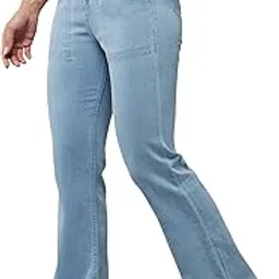 dolce crudo Women's Boot Cut High Rise Cropped Stretchable Denim Jeans-picture-10