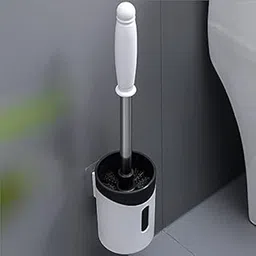 Toilet Brush and Holder Wall Mounted, Standing Silicone Bathroom Toilet Bowl Brush Set with Quick Drying Holder and Long Handle, Simple and Stylish Modern Design-image-93