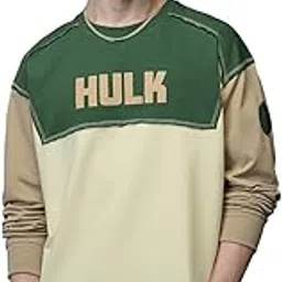 the souled store Official Hulk: Release The Smash Men and Boys Round Neck Off White and Green Graphic Printed Cotton Oversized Full Sleeve T-Shirts-picture-11
