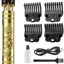 Professional Gold Hair Trimmer for Men Dragon Design Metal Body T-Blade Zero Gapped Cordless Hair & Beard Clipper 4 Guide Combs (1.5mm, 2mm, 3mm, 4mm) USB Rechargeable-picture-38