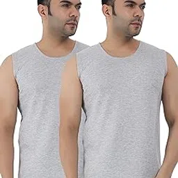 selfcare Men’s Soft Polycotton Lycra Striped Thermal Sleeveless Round Neck Top (Pack of 2)-picture-34