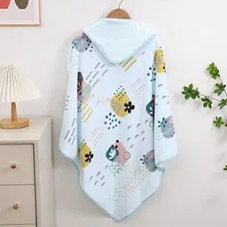 Mee Mee Hooded Baby Bath Towel for New Born | Wash Cloth, Quick Absorbent, Can be Used for Baby Swaddling, Extra Soft Cotton Towels for Kids/Toddlers/Infants/Babies, Pack of 1, (Blue Rain) 80X80 CM-image-10