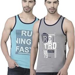 dollar Mens Assorted Cotton Printed Vest Tank top Assorted (Any Colours) (Pack of 2)-picture-18