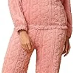 Women Winter Sleepwear Fleece Fabric Full Sleeve Top with Puppy Patch and Bottom-image-93
