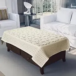 Self Design Table Cloth for 4 Seater Stain Resistant Center Table Cover, Washable 100% Net Material 40x60 inches Gold014-picture-21