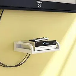 NOYOTA White Attractive Classy Wooden Set Top Box Stand Wall Mount Setup Box Holder Wall Shelf (White)-picture-31