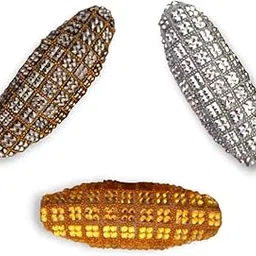 accessher Sparkling with Rhinestones & Pearls | Stylish Saree Pins, Neckline for Dresses, Pleats Decorative Brooch for Women and Girls, Pack of 3-picture-28