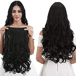 Pema Hair Extensions And Wigs Pema 5 Clip 1 Piece Curly Hair Extensions for Women and Girls , 22 Inch 150 g , Black-picture-10