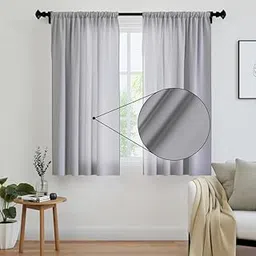 Encasa XO Polyester Solid Curtains with Tie Back, 5 ft Window Panel Set of 2 - Grey, Rod Pocket, Light-Filtering, Curtains for Door, Bedroom, Living Room-picture-49