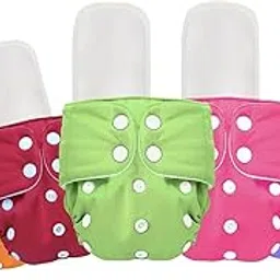 MOM'S HOME Baby Reusable Cotton Pocket Diapers With 5 Inserts,Adjustable 0-12 Months-Pack Of 5-picture-15