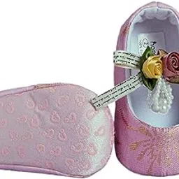hopscotch Girls Pink Sparkly Floral Applique Booties image 1