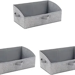 3 Pieces Foldable Clothing Storage Bins With Handles For Clothes Closet Toys Gray | Home & Garden | Household Supplies & Cleaning | Laundry Supplies | Hampers-picture-18