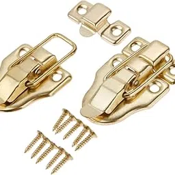 Dophee 2Pcs 2.32"x1.57" Gold Retro Style Iron Toggle Fit Case Box Chest Trunk Latch Hasps Catches-picture-11