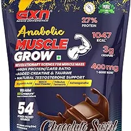 GXN Anabolic Muscle Grow 2.72kg | Muscle Mass Gainer | Chocolate Swirl | Whey Protein Concentrate & Creatine | Natural Testosterone Support | 54 Servings-picture-30
