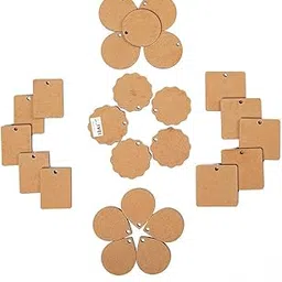IVEI DIY MDF Shaped Pendant Cutouts - Set of 25 - Plain Blanks for Painting, Wooden Sheet Craft, Decoupage, Resin Art Work & Decoration-picture-16