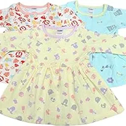 angaakar Baby Girls Full Sleeves Cotton Frock, Regular Wear Knee Length Printed Midi Dress for Girls, Front Open Frocks Pack of 3-picture-40
