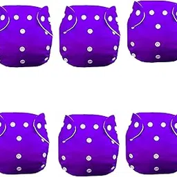 Kritiu Baby Cloth Diapers 0 To 3 Years | Side Leakage Proof Washable Reusable Diaper For New Born Baby (Pack Of 6) (Purple)-image-102