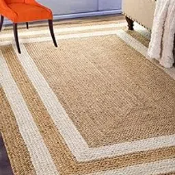 HOUSINE Handmade Natural Jute Cotton Natural Fibers Floor/Door Mat Rug Furnish Décor Striped Rectangular Design Carpet For Bedroom Living Room (Dpwhite, 3 Feet X 5 Feet - Carpet/Rug)-picture-21