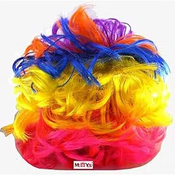 ME & YOU Holi Joker Hair Wig | Multi Color Funny Parties Malinga Curly Colored Artificial Hair Wig for Holi, Halloween Celebration Party Wig |Fancy Joker Clown Hair Wig for Men/Women-picture-40