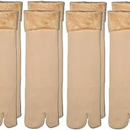 hazur Women's Ankle Length Fluffy Socks/Thumb Thermal Sock/Winter Thick Slipper Socks/inside fur socks (Pair of 6) (skin color)-picture-14