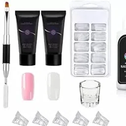 COLOR SPLASH Acrylic Gel Poly Nail Gel Nail Extension Set Nail Art Combo Kit (White)-picture-48