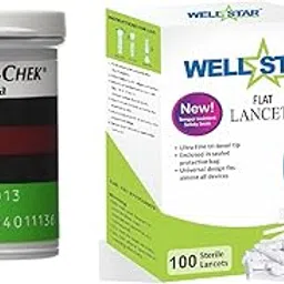 Wellstar FLAT Glucometer Lancets�(100) with PERFORMA 50 Test Strips-image-32