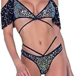 as roma 6438 - Sequin Fishnet Strappy Shorts-picture-45