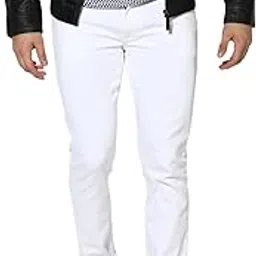 calcium Men's Clasic Slim Fit White Denim Jeans-picture-27