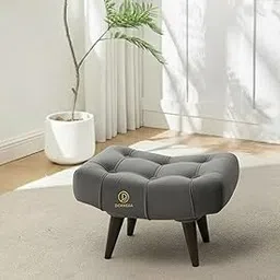 Soft Fabric Comfortable Cushion Ottoman Footrest Stool for Living Room Grey-picture-14