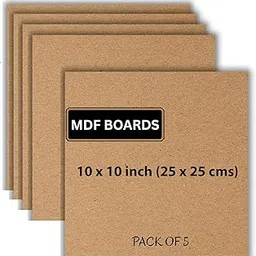 ArtzFolio MDF Board 2.1mm Thick Cutout Sheets for DIY Art Craft Project | Unfinished Sides Engineered Wood Blanks for Paintings, Laser, Engraving | 10x10 inch (25x25 cms) | Pack of 5-image-3