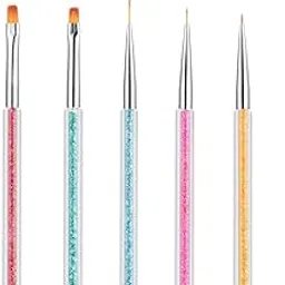 ALVRIO Double-Ended Nail Art Brushes, 5 PCS Nail Design Tools Kit Including Nail Liner Brush and Nail Dotting Pens for UV Gel Nail Home Salon-image-78