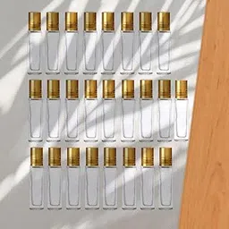 Glass Roll-On Bottles Set with Gold Caps, 6ml Clear Essential Oil Containers, 25 Pack Empty Refillable Bottles-picture-48