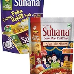 Suhana Poha Refill 6 Pouch + Misal 6 Pouch Ready to eat Instant Breakfast Meal - Combo of 12-picture-38