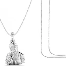 akshat sapphire Sterling Silver Guru Nanak Chain Pendant - 7194-AC-P-picture-17