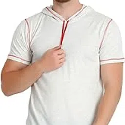 glito Men's Half Sleeve Hooded T-Shirt with Side Zip in White-picture-17