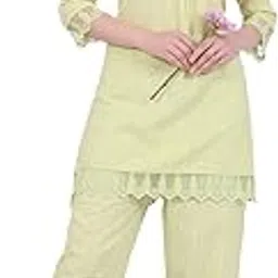 aurelia Women's White Floral Printed Pure Cotton Straight Kurta, Palazzo and Dupatta Set-picture-55