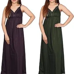 rylie Women's Cotton Solid Maxi Nighty Slip-picture-32