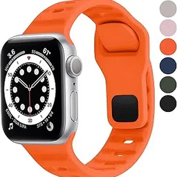 Fullmosa Soft Silicone Strap Compatible with Apple Watch Strap 49mm 46mm 45mm 44mm 42mm（Series 3/2/1,Sprot Band for iWatch Strap Series 10 9 8 7 6 5 4 3 2 1 SE2/1 Ultra2/1,Orange [Watch NOT Included]-picture-32