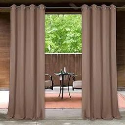 Outdoor Blackout Weather Resistant Curtains Thermal Insulated Privacy Protect with Rust Proof Solid Grommet Shade Drapes for Patio/Porch, Mocha, W 52 x L 84 Inch, 1 Panel-image-14