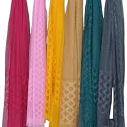 Nakoda Creation Net Self Design Women Dupatta (Super Net Dupatta 6-Rani,Baby Pink,Yellow,Beige,Morpankh,Grey) - BZ72311-picture-43