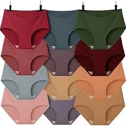 SunFlux® Ice Silk Seamless Panties for Women Combo – No Show, Mid Rise, Invisible Panty Set, Soft Stretchable Underwear (Pack of 3, Multicolor)-picture-31