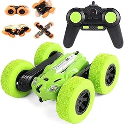 PLUSPOINT Double Flip Remote Control Stunt Car For Kids - Green | ‎1:64 Scale RC Car For Children Boys & Girls | High Speed Off Road Vehicle With Double Side 360° Rotation | Birthday Gift Car For Kids-image-36