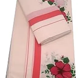 SETMUNDU. KERALA KUTHAMPULLY TREDITINAL CHEMPARATHY DESIGN PRINTED COTTON SETMUNDU-picture-21