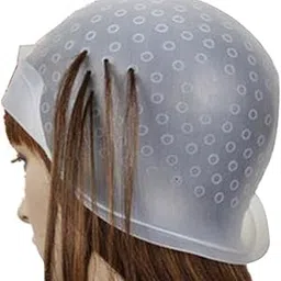 Highlight Cap, Ularma Professional Salon Reusable Hair Colouring Highlighting Dye Hat with Hook (Clear)-picture-45