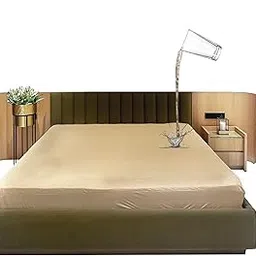 100% Terry Cotton Waterproof Mattress Protector (72"x74") Ultra Soft Leak Proof & Hypoallergenic | Elastic Fitted, Dry & Soft Cooling Sheet with Air Flow Technology | Peaceful Sleep for Kids (Beige)-image-3