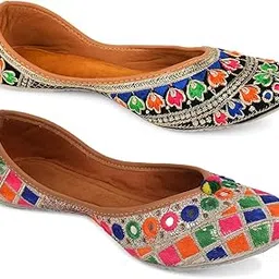 desi colour Jutti Mojari Stylish and Comfortable Flats Multi Colour for Girls Womens Daily Party Office Wear Set of 2 ID 9024-picture-50