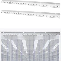 2 Sets Strip Curtain Hanger Hardware 4 Foot Galvanized Steel Commercial Industrial Strip Door Kit for Porch Door/Garage/Warehouse/Pet House-picture-53