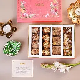 ASHA SWEETS Maharaja Delight Diwali Gift Hamper|Premium Assorted Sweets Box with Diya & Diwali Wish Card|Traditional Indian Mithai Gift Pack for Friends & Family Gifting|Perfect Festive Sweet Box-picture-13
